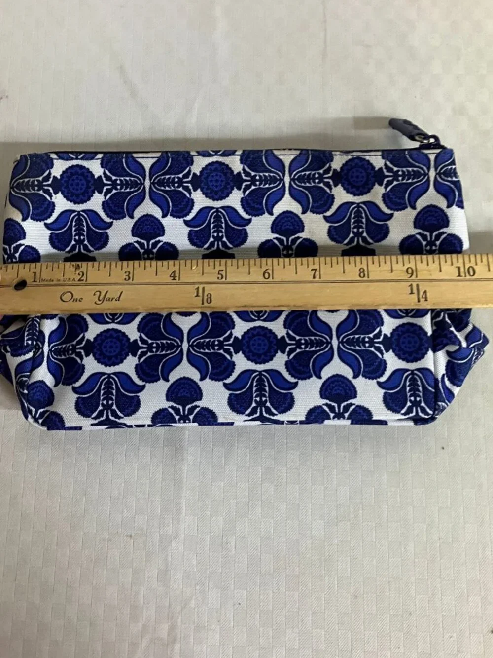 Vera Bradley Cobalt Medallion Double Zip Cosmetic Bag Blue White Travel Pouch